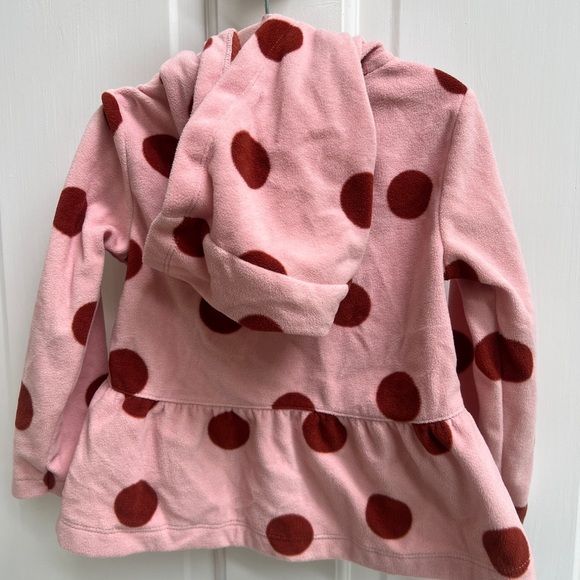 NWOT Carter’s 24M Pink and Maroon Polka Dot Fuzzy Girls Zip Up Jacket - Picture 3 of 4